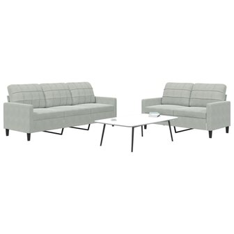 2-delige Loungeset met kussens fluweel lichtgrijs 1