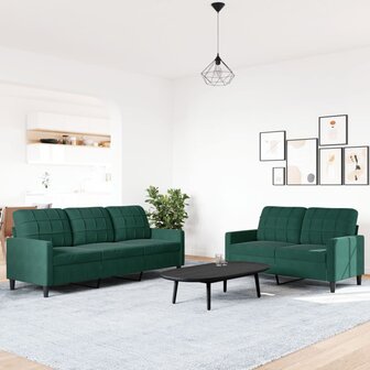 2-delige Loungeset met kussens fluweel donkergroen 3
