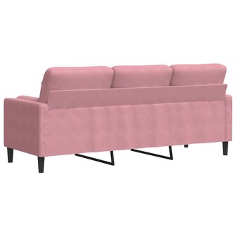 Driezitsbank met sierkussens 180 cm fluweel roze 5