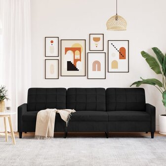 Driezitsbank 210 cm fluweel zwart 3