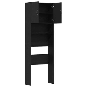 Wasmachinekast 64x24x190 cm spaanplaat zwart eikenkleurig 5