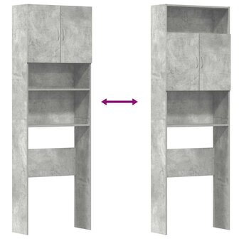Wasmachinekast 64x24x190 cm bewerkt hout betongrijs 9