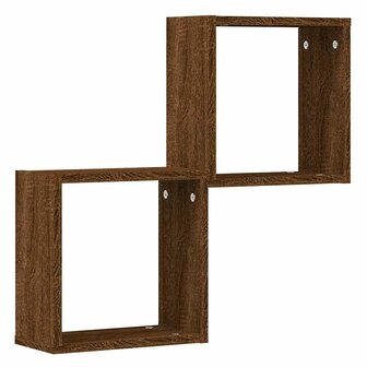 Wandrekken kubus 2 st 30x15x30 cm gerookt bruin eiken 4