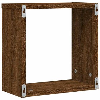 Wandrekken kubus 2 st 30x15x30 cm gerookt bruin eiken 8