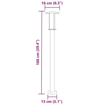 Vloerlamp voor buiten 3 st 100 cm roestvrij staal zwart 7