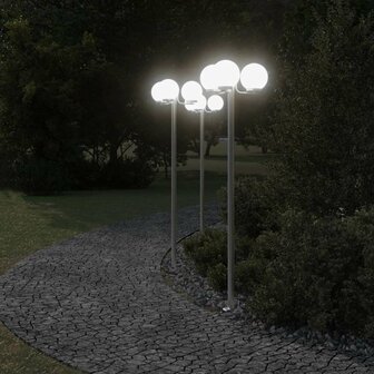 Vloerlamp voor buiten 2 st 215 cm roestvrij staal zilverkleurig 1
