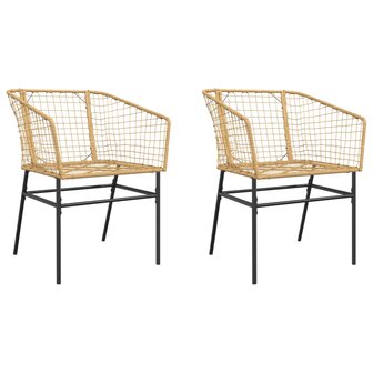Tuinstoel bruin poly rattan 2 st 2