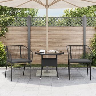 Tuinstoelen 2 st met kussens poly rattan zwart 3