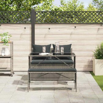 3-delige Tuinset met kussens poly rattan grijs 3