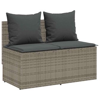 3-delige Tuinset met kussens poly rattan grijs 4