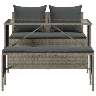 3-delige Tuinset met kussens poly rattan grijs 7