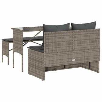3-delige Tuinset met kussens poly rattan grijs 9