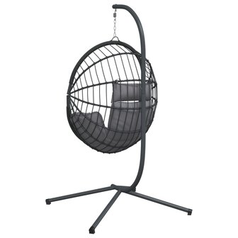 Hangstoel met standaard rattan en staal grijs 6