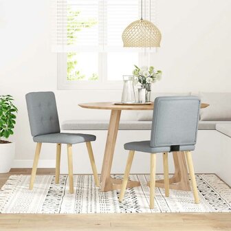 Eetkamerstoelen 2 st stof lichtgrijs 2