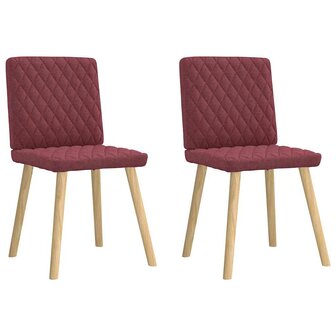 Eetkamerstoelen 2 st stof wijnrood 2