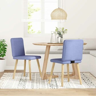 Eetkamerstoelen 2 st stof jeansblauw 2