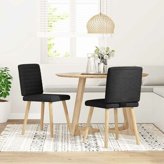 Eetkamerstoelen 2 st stof zwart 1