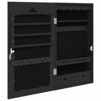 Sieradenkast met spiegel wandgemonteerd 37,5x10x67 cm zwart 5
