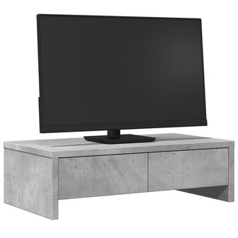 Monitorstandaard met lades 50x27x15 cm bewerkt hout betongrijs 3