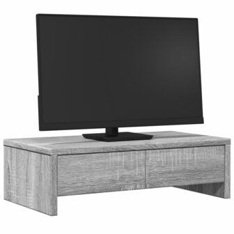 Monitorstandaard met lades 50x27x15 cm hout grijs sonoma eiken 3