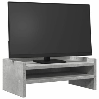 Monitorstandaard 42x24x16 cm bewerkt hout betongrijs 3