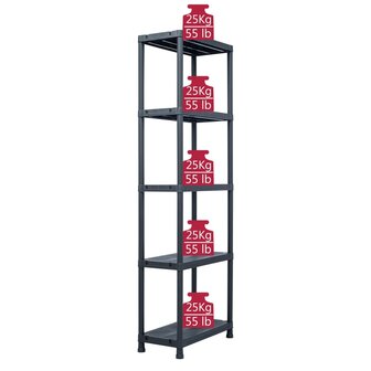 Opbergrek 125 kg 60x30x180 cm kunststof zwart 7