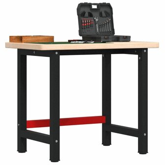 Werkbank rechthoekig 100x60x83 cm massief eikenhout 1