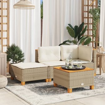 Tuinkruk met kussen 63,5x56x32 cm poly rattan beige 1