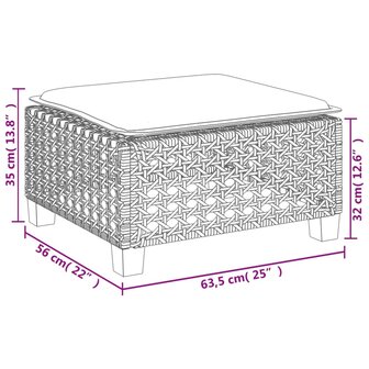 Tuinkruk met kussen 63,5x56x32 cm poly rattan zwart 9
