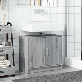Wastafelkast 63x29x55 cm bewerkt hout grijs sonoma eikenkleurig 3