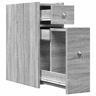 Badkamerkast smal met wielen bewerkt hout grijs sonoma eiken 7