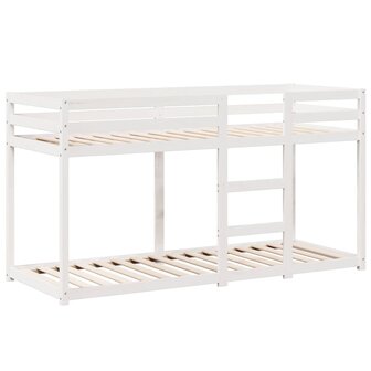 Stapelbed met bedhuis massief grenenhout wit 80x200 cm 7