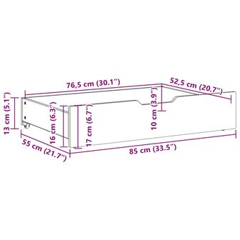 Bedlades 2 st met wieltjes 85x55x17 cm massief grenenhout 8