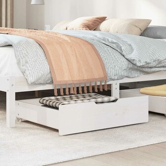 Bedlades 2 st 75x55x17 cm massief grenenhout wit 2