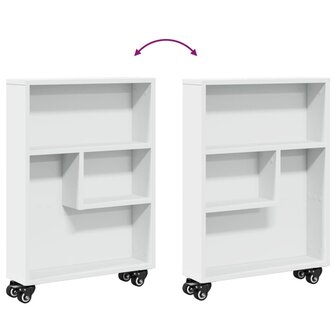 Opbergtrolley smal 48x13x68 cm bewerkt hout wit 7