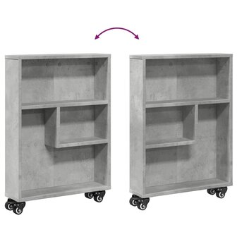 Opbergtrolley smal 48x13x68 cm bewerkt hout betongrijs 7