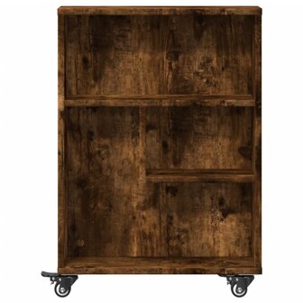 Opbergtrolley smal 48x13x68 cm bewerkt hout gerookt eikenkleur 4