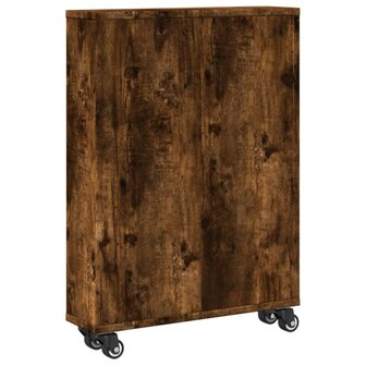 Opbergtrolley smal 48x13x68 cm bewerkt hout gerookt eikenkleur 6