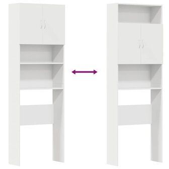 Wasmachinekast 64x24x190 cm bewerkt hout wit 9