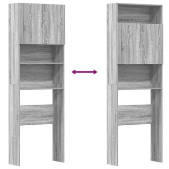 Wasmachinekast 64x24x190 cm bewerkt hout grijs sonoma eikenkl 9