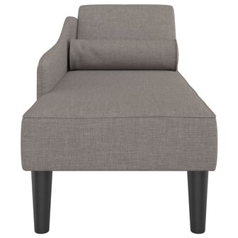 Chaise longue met kussens stof taupe 4