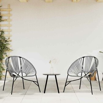 Tuinstoel Egg poly rattan zwart en lichtgrijs 3