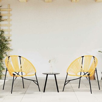 Tuinstoel Egg poly rattan zwart en geel 3