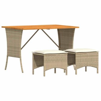 3-delige Tuinset met kussens poly rattan beige 2