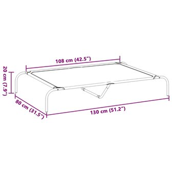 Hondenmand verhoogd 130x80x20 cm textiel en staal zwart 8