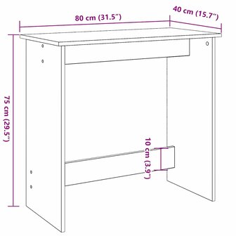 Bureau 80x40x75 cm bewerkt hout grijs sonoma eikenkleurig 9