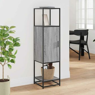 Hoge kast 35,5x35x139 cm bewerkt hout en metaal grijs sonoma 3