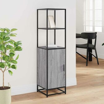 Hoge kast 35,5x35x139 cm bewerkt hout en metaal grijs sonoma 3