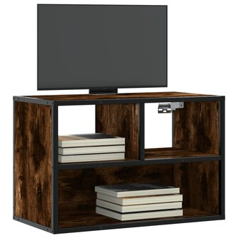 Tv-meubel 60x31x39,5cm bewerkt hout metaal gerookt eikenkleurig 1