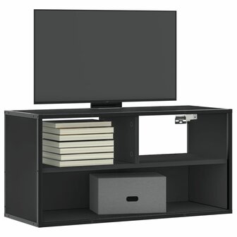 Tv-meubel 80x31x39,5 cm bewerkt hout en metaal zwart 1
